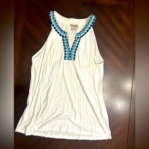 Lucky Brand - Embroidered White Sleeveless Top